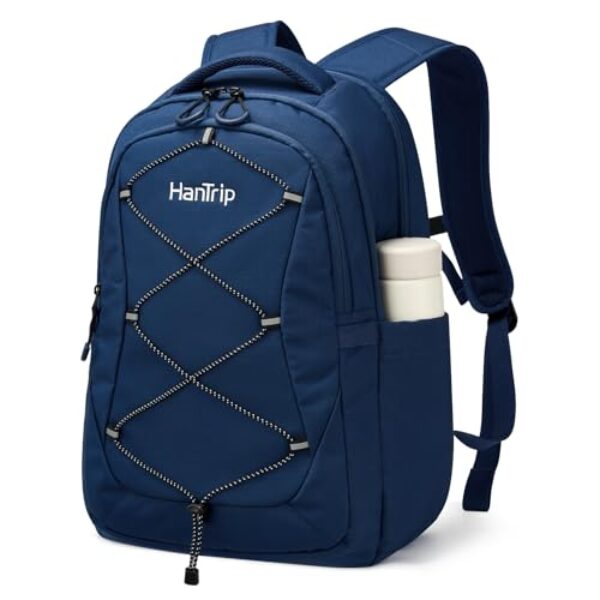 HanTrip Mochilas de viagem para laptop para mulheres e homens, 45,7 cm, mochila de trabalho para faculdade e escola, Azul marinho, 18 Inch