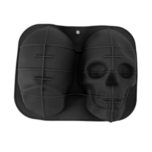 HEEPDD Molde de Cozimento de Cabeça de Caveira, Molde de Bolo de Cabeça de Esqueleto de Silicone Macio Com Design Reutilizável Flexível Antiaderente para Forno, Micro-ondas, Geladeira, (Preta)