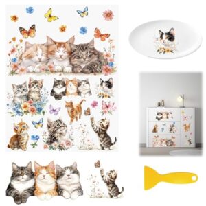 HICOHAND Envoltório de copo UV DTF com tema de gato, 2 peças de adesivos fofos e de desenho de gatinho à prova d'água para estante de livros, guarda-roupa, porta de casa faça você mesmo