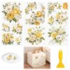 HICOHAND Transferências de flores para móveis e artesanato, 3 peças de adesivos de transferência de flores rosas amarelas à prova d'água para estante de livros, guarda-roupa, porta de casa DIY