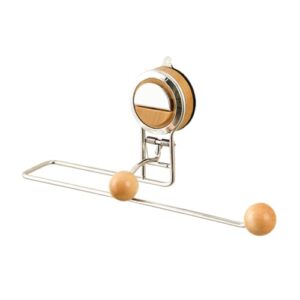 HOMNATURE Suporte de toalha de papel de parede autoadesivo sob o armário sem perfuração de aço inoxidável organizador de cozinha e banheiro para rolo de toalha (madeira)