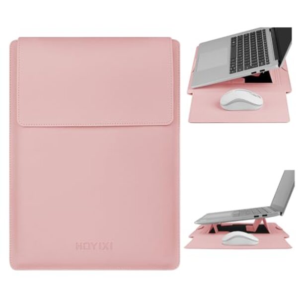 HoYiXi Capa para laptop de 13,3 polegadas/13,6 polegadas, couro sintético com suporte, compatível com MacBook Pro 14/MacBook Air 13 (M1 M2)/ASUS Vivobook 14/Dell XPS 13/ASUS Acer Matebook, bolsa para