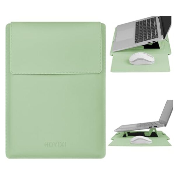 HoYiXi Capa para laptop de 15,6 polegadas de couro PU com suporte compatível com MacBook Pro 16/15,4 polegadas, MacBook Pro 15, Mac Air 15/Dell, Matebook, Asus, bolsa para laptop de 15 a 16 polegadas