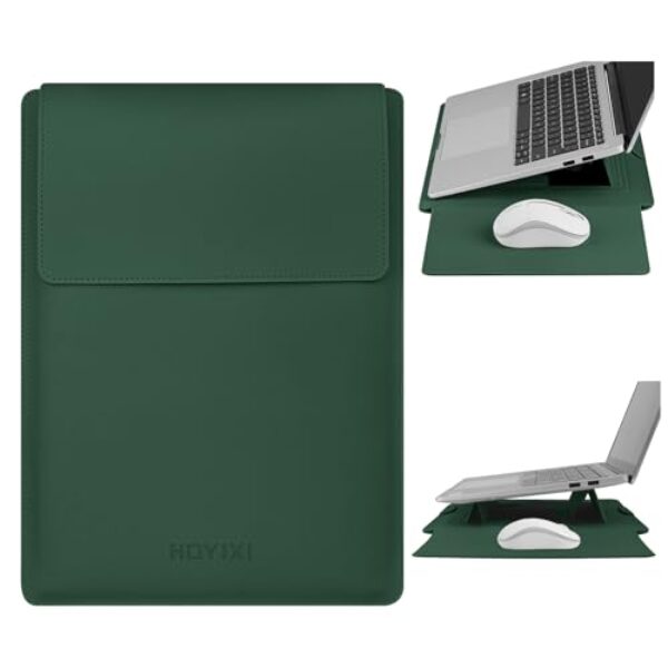 HoYiXi Capa para laptop de 15,6 polegadas de couro PU com suporte compatível com MacBook Pro 16/15.4 polegadas, MacBook Pro 15, Mac Air 15,16 polegadas, bolsa para laptop Dell, Acer, Asus, 15-16