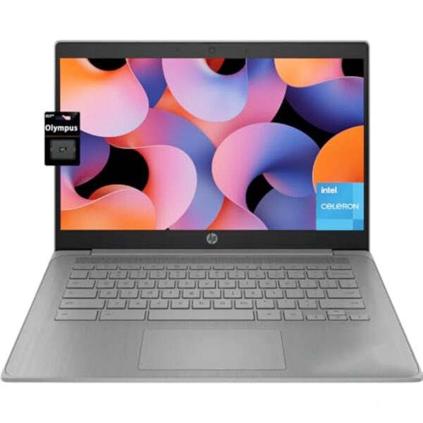 HP Laptop Chromebook 14, processador Intel Celeron quad-core N4500 (> N4020) 4 GB de RAM, 192 GB de armazenamento, (64 GB eMMC + cartão SD de 128 GB) tela HD de 35 cm, Wi-Fi 6, Bluetooth, Chrome OS