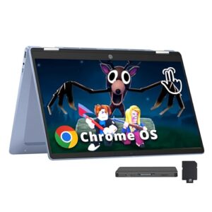 HP Laptop Chromebook x360 de 14 polegadas HD com tela sensível ao toque, processador Intel N200, 4 GB de RAM, armazenamento de 288 GB (SSD de 128 GB + conjunto de estação de ancoragem de 160 GB