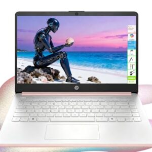 HP Laptop HD de 14 polegadas, CPU Intel Dual Core, 8 GB de RAM, 64 GB eMMC, leve e bateria de 12H, design elegante com várias portas, webcam/microfone para empresas/estudantes/turistas, Microsoft 365