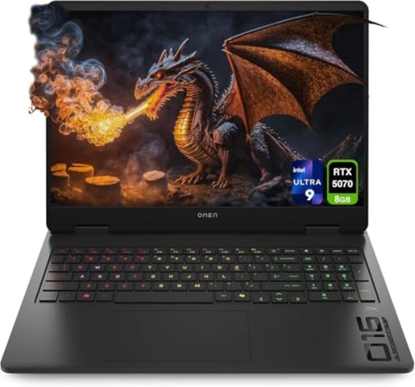 HP Laptop para jogos OMEN 16, Intel Ultra 9-285H, 32 GB DDR5 RAM, SSD PCIe de 1 TB, tela 144Hz de 16 polegadas, Nvidia G-Force RTX 5070, teclado retroiluminado RGB, W11 Home, Shadow Black