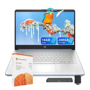 HP Laptop Stream HD de 14 polegadas, processador Intel N150, 16 GB de RAM, 288 GB de armazenamento (128 GB UFS+conjunto de estação de ancoragem de 160 GB), placa de vídeo Intel, webcam, Wi-Fi 6, 1 ano
