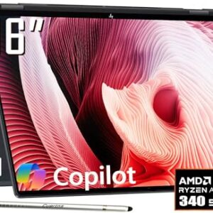 HP OmniBook X Flip 2 em 1 Copilot+ AI PC Laptop, tela sensível ao toque 2K de 16 polegadas, AMD 6-Core Ryzen AI 5 340(>Intel i5-13420H), 16GB LPDDR5X, SSD de 512GB, Webcam IR de 5MP, KB retroiluminada