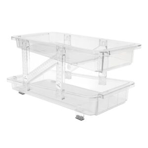 Hztyyier Dispensador de Lata de Refrigerante Rolante, Camada Dupla, Design de Inclinação, Suporte Automático de Lata de Cerveja, Material Plástico (Branco Transparente)