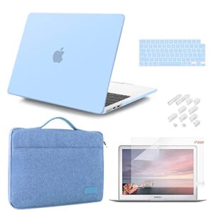 iCasso Capa compatível com MacBook Air de 13,6 polegadas versão 2023 2022 M2 A2681, capa de plástico rígido, manga, protetor de tela, capa de teclado e plugue de poeira - azul serenity