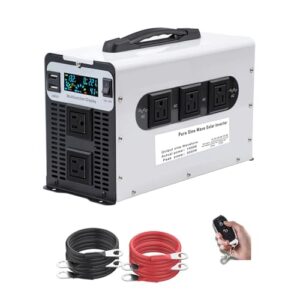 Inversor de potência de onda senoidal pura de 3000W com 5 tomadas CA, 2 portas USB, controle remoto, conversão de 12 V-72 V para 120 V/240 V, inversor para carro e residência,48V to 220V 50Hz