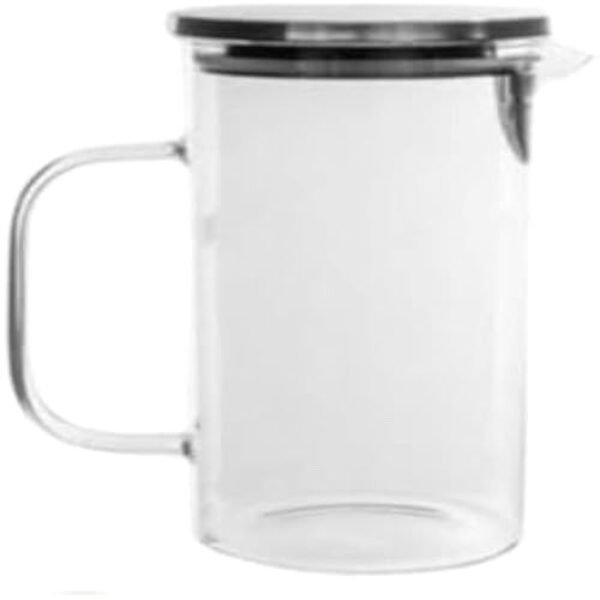Jarra de agua transparente resistente ao calor, tampa de aco, 1,1litro, pratica