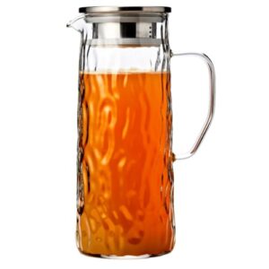 Jarra de Vidro 1,5L com Tampa Hermética em Aço Inox, Transparente, Alça Ergonômica, Ideal para Água, Sucos e Chás Gelados
