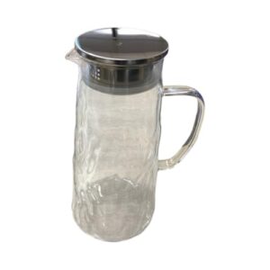 Jarra de Vidro com Tampa Hermética em Inox, 1,5L, Transparente, 23,5cm Altura, Alça Ergonômica, Bico Direcionador