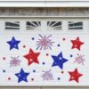 JarThenaAMCS 24 peças de ímãs patrióticos para porta de garagem azul vermelha estrela fogos de artifício adesivos magnéticos de geladeira para decoração de festa de 4 de julho, Dia da Independência