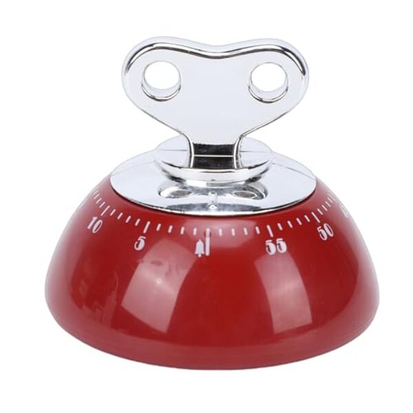 Jectse Temporizador Mecânico, Contagem Regressiva Magnética de 60 Minutos, Vintage, Temporizador Com Carcaça Abs para Cozinha, Cozimento, Estudo (Vermelha)