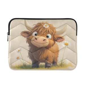JIPONI Linda bolsa para laptop Highland Cow, compatível com notebook/laptop/tablet de 13 e 14 polegadas, capa para laptop para mulheres e homens, trabalho, viagens e armazenamento