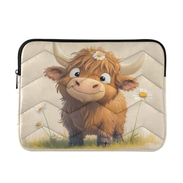 JIPONI Linda bolsa para laptop Highland Cow, compatível com notebook/laptop/tablet de 13 e 14 polegadas, capa para laptop para mulheres e homens, trabalho, viagens e armazenamento