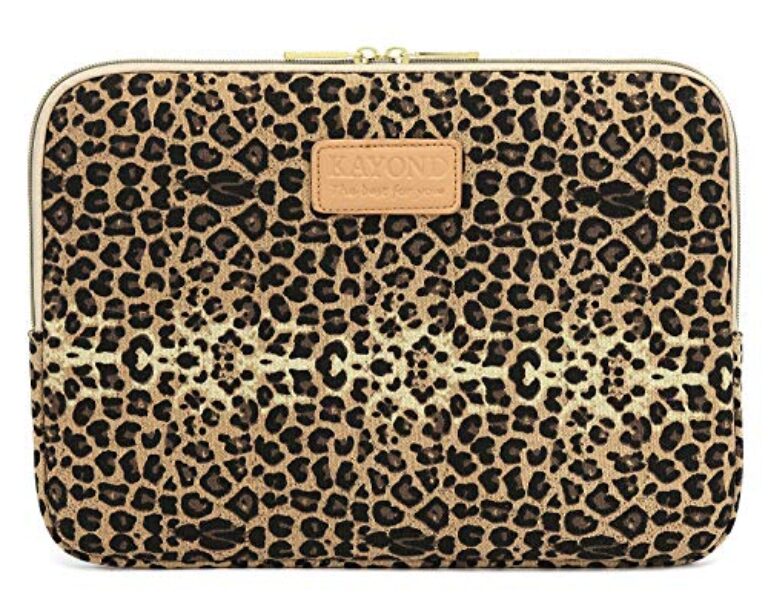 Kayond KY-03 Capa de laptop de tecido de lona de 12,5 polegadas - estampa de leopardo marrom