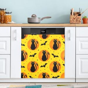 KEEPREAL Capa magnética para lava-louças de gatos assustadores de Halloween, decoração de capa de lava-louças frontal, adesivos de eletrodomésticos - 58,4 cm C x 66 cm A (322)