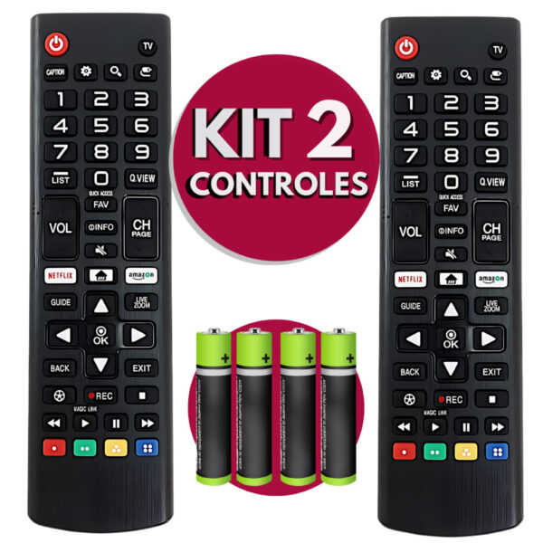 KIT 02 Controle Compativel TV LG Generico Smart 4K LED LCD 24 32 40 43 50 55 65 Polegadas