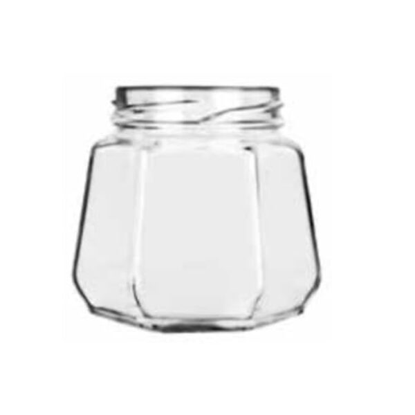 Kit 150 unidades - Pote de vidro Sextavado - 230 ml - Tampa Branca