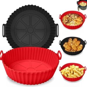 Kit 2 Formas de Silicone para Air Fryer Antiaderentes Reutilizáveis com Alça, Uso em Forno e Micro-ondas – Premium