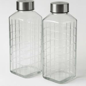 Kit 2 Garrafas De Vidro Para Geladeira Agua Suco Fresco Pratica Elegante (xadrez)