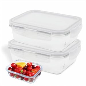 " Kit 2 Pote de vidro hermético ante vazamento 370 ml para forno geladeira freezer com anel de vedação. Porta alimentos Organizador de alimentos e Vasilha de Vidro Borosilicato "