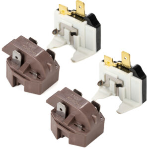 Kit 2 Rele PTC e 2 Protetor Termico 110v 127v Universal 1/4 1/5 1/6 1/8 1/10 HP Para Motor de Geladeira Bebedouros