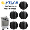 Kit 5 Botões De Fogão Manipulos Fogão Atlas Monaco Tropical 4 Bocas