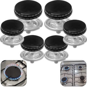 kit 6 Tampas espalhadores + 6 Queimadores Boca de Fogão 6 Bocas Esmaltec Veneza/ Bali/ Ágata/ Munique/ Caribe