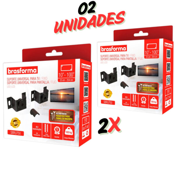 KIT C/02 Suporte para Smart TV, 28,32,39,40,42,43,50,55,60,65,70,75,80,100 Polegadas Painel ou Parede Fixo ENVIO FULL