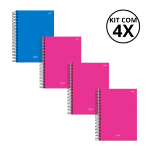 Kit Com 04 Cadernos 10 Matérias Unissex Stiff - JANDAIA COR:AZUL,ROSA,ROSA,ROSA