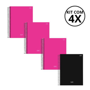 Kit Com 04 Cadernos 10 Matérias Unissex Stiff - JANDAIA COR:ROSA,ROSA,ROSA,PRETO