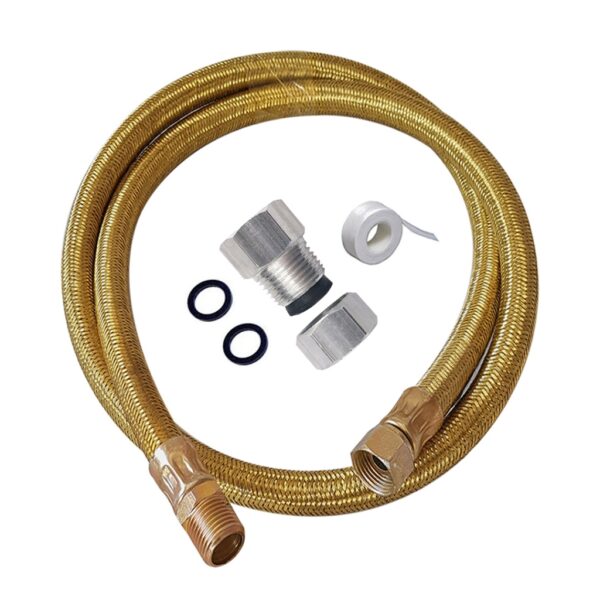 Kit Gas Encanado Mangueira Metálica Alta Temperatura + Adaptador para Cooktop Forno Fogão e de Embutir