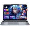 Laptop i5 2025, laptop de 15,6 polegadas até 3,6 GHz, laptops tradicionais com 24 GB de RAM 512 GB SSD, WIFI 5, BT5.0, FHD 1920 x 1200, ângulo de 180 graus, HDMI, topo de colo para estudantes e