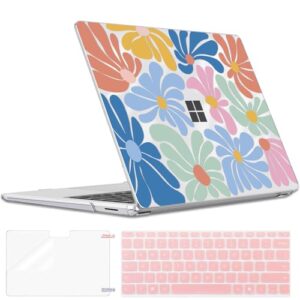 LCMOCICO Capa para laptop Microsoft Surface de 13 polegadas 7ª edição Copilot+ PC 2024 (modelo 2036), capa protetora de plástico ultrafino, capa protetora para teclado, flores coloridas