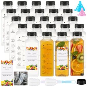 LemonRoad 24 garrafas de suco de plástico de 473 ml a granel com tampas, garrafas de água reutilizáveis com tampas, recipientes de bebidas vazios transparentes para bebidas, leite, smoothie com 24