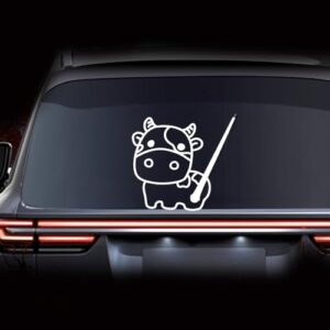 Leniutor Adesivo de limpador de para-brisa traseiro de vaca, adesivo de limpador de cauda em movimento de animal engraçado, adesivos fofos de cauda de vaca balançando para decoração traseira de carro