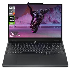 Lenovo Laptop para jogos Legion 5 Gen 10, AMD Ryzen 7-260, RAM DDR5 de 32 GB, SSD PCIe de 1 TB, tela WQXGA de 15 polegadas (2560 x 1600), Nvidia G-Force RTX 5060, teclado retroiluminado RGB de 24