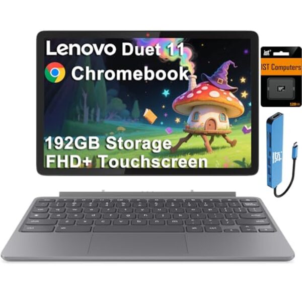 Lenovo Tablet Chromebook Duet 5 2 em 1 com teclado destacável (tela sensível ao toque OLED FHD de 13,3 polegadas, CPU Qualcomm de 8 núcleos, 8 GB de RAM, 256 GB de armazenamento), hub IST, Wi-Fi