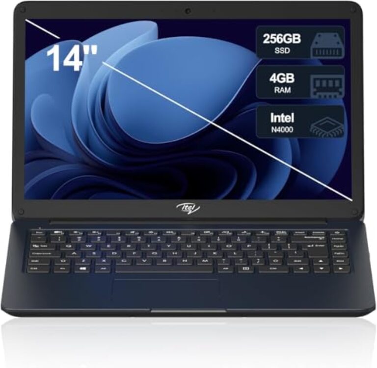 LETSUNG Laptop Itel de 14 polegadas, Celeron N4000 (Dual-Core) | 4 GB de RAM | SSD de 256 GB | Design ultrafino | HDMI e USB 3.2 | WiFi 2,4G/5G | Webcam | para escritório de estudo em casa