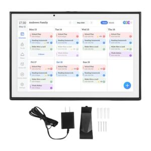 LiebeWH Calendário Digital de 10,1 Polegadas Calendário Eletrônico Com Gráfico de Tarefas Planejador de Refeições Star Points Moldura para Fotos IPS HD Touch Screen Planejador Familiar (Noir)