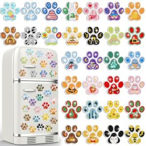 Liliaafar Conjunto de ímãs de pintura de diamante com 30 peças de ímãs de arte de diamante para geladeira e geladeira, adesivos magnéticos para artesanato faça você mesmo, kits de pintura de pedras