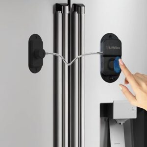LittleTora Trava de geladeira com impressão digital – Trava de segurança à prova de crianças para portas de móveis de armário de geladeira e freezer – Trava de janela com cabo de 90 graus, acesso