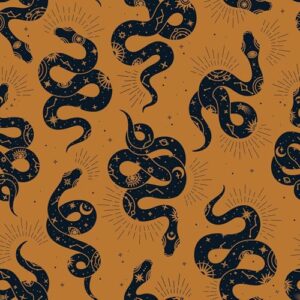 Livelynine Papel de parede retrô boho vintage 43,5 x 276 cm Descasque e cole Orla Serpents Papel de parede exclusivo dourado e preto bruxo para locatário de banheiro, papel de parede gótico, vintage