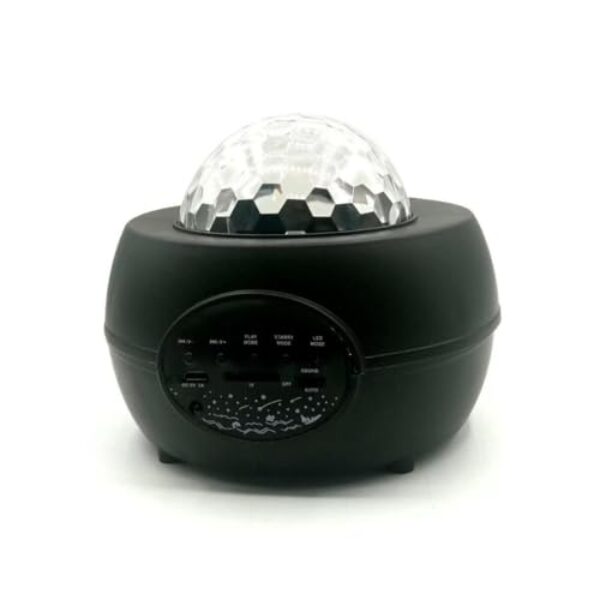 Luminária Projetor Galáxia com Caixa de Som Bluetooth, LED RGB, Controle Remoto, Base Preta, 13x13x10.5cm, Reprodutor de Música TF/Bluetooth